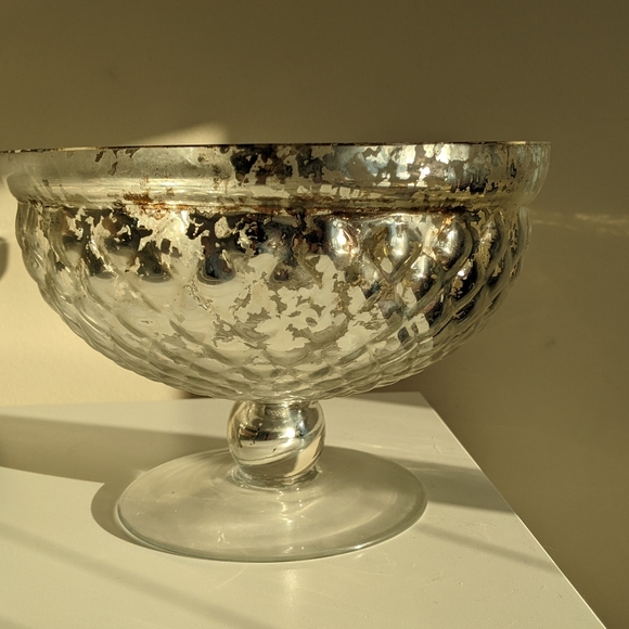 [SOLD]  -- Mercury Glass style compote vase, fruit bowl, dish - Picture 2 of 7